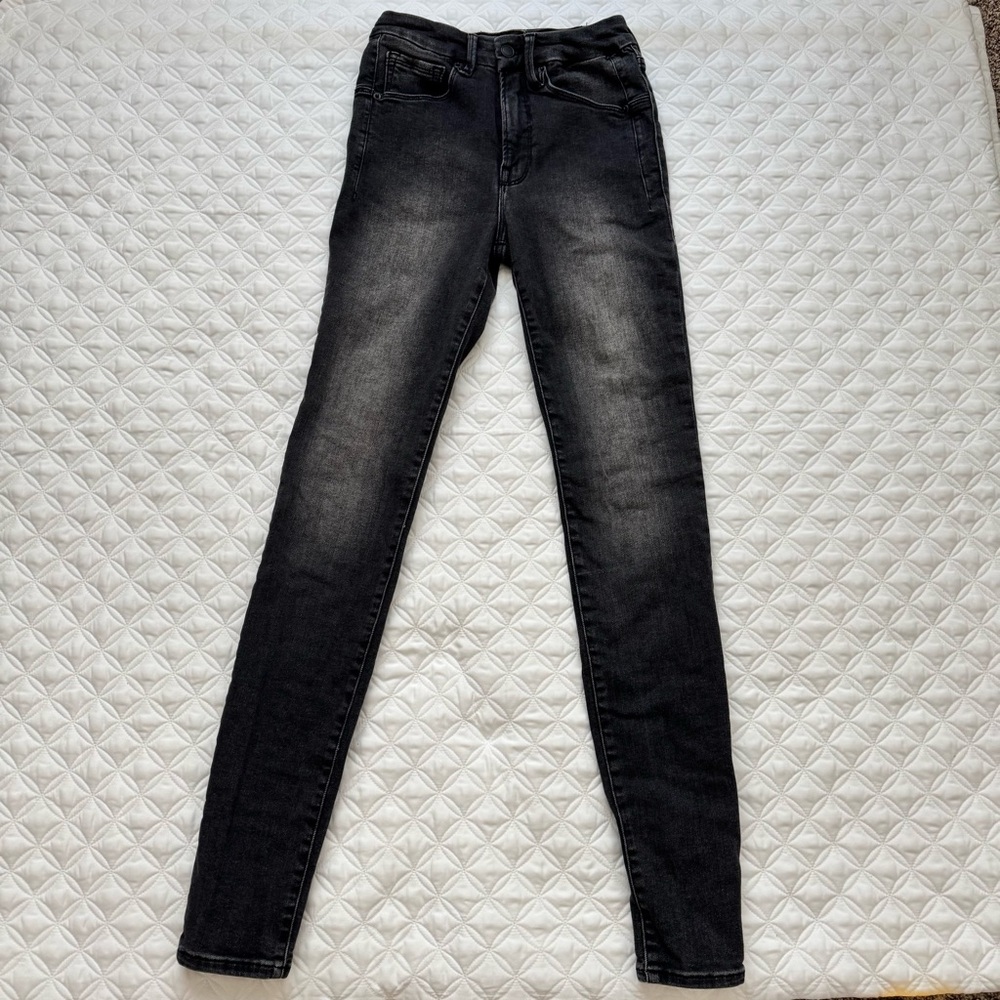 Good American Good Legs Zip Cuffs Skinny Black Denim Jeans Size 4 / 27